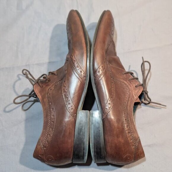 Ted Baker London Vineey Burgundy Derby Wingtip Men Oxford Leather Shoes Size 10 - Picture 8 of 11